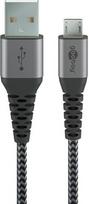 Goobay 49282 USB cable USB 2.0 1 m Micro-USB B USB A 0.48Gbit/s 12 W Black, Grey