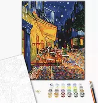 Axendor Painting by numbers BRUSHME, 40x50 cm, naktinė kavinė Arlyje, Vincentas van Gogas, 1 vnt.