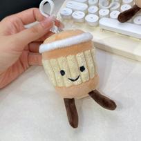 Animacinis kavos puodelio pliušinis raktų pakabukas Mielas krepšio pakabukas Kawaii Pūkuotas įdarytas žaislas Raktų pakabukas Gimtadienio dovana Trendas 1pc
