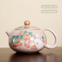 160ml Chinese Tradition Ru Kiln Ceramic Teapot Cute Cat Pattern Handmade Xishi Tea Pot Kettle Travel Portable Tea Set Teaware