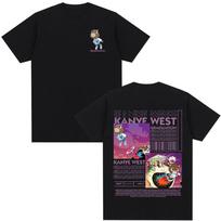 Reperio Kanye Westo baigimo meškiuko spausdinimo marškinėliai vyrams ir moterims, madingi hiphopo dideli marškinėliai trumpomis rankovėmis, medvilniniai laisvalaikio marškinėliai S juoda