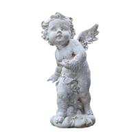 Šiaurietiškas angelas Sodo statula Dekoratyvinis meno amatas Skulptūra Lauko statula Vejos ornamentas Kieme Tvenkinyje Lauko kieme Vejoje gray
