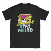 S-Spongebobs T Shirt Summer Stay Weird Pure Cotton T Shirts For Men Popular Casual Tshirt Short Sleeve Awesome Top Tees - Men... S įvairiaspalvis