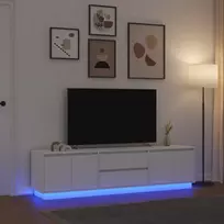 Laikiklis TV spintelė su LED apšvietimu, balta, 193,5 x 41 x 50 cm