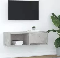 Laikiklis Betono pilkos spalvos televizoriaus spintelė, 80x31x25,5 cm, klijuota mediena