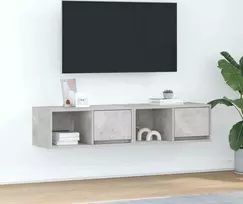 Laikiklis TV spintelės, 2 vnt., betono pilkos spalvos, 60x31x25,5 cm, klijuota mediena