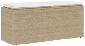 Smėlio spalvos sodo suolas su pagalvėle, 110x40x44 cm, polirotanas