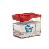 Drop Resistant Mini Fish Tank Shatterproof Turtle Tank Desktop Fish Tank  Living Room Red Without Light