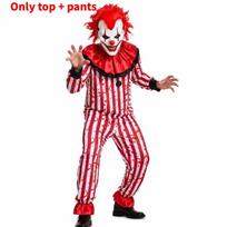 Halloween Clown Costume With Red Black Stripes And Blood Effect For Adult Party Performance M