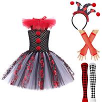 Halloween Clown Costume For Kids With Tutu Skirt And Lace For Party Performances S（90cm）