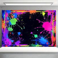 2D flat banner, 1 piece. Black light-effect neon graffiti background - for lively parties and event decorations. 47.2x31.5inch/120*80cm purple