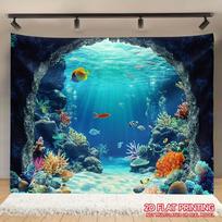1 vibrant underwater adventure background - polyester fibers colorful corals and tropical fish marine scene 47.2x31.5inch/120*80cm