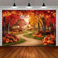 2D Vėliava 1 vnt. Rudens Miško Sezono Dekoracijos Namams ir Šventėms Rudens Nuotraukų Fonas Rudens lapai ir moliūgai 47.2x31.5inch/120*80cm orange