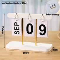 Reusable Flip Calendar English Numeral Desk Display Stand 1Pc Cute Style Ornament for Teen Bedroom Desktop balta