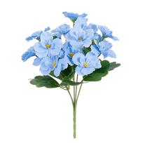 5 Forks Begonia Artificial Flower Multicolor Silk Petals Simulation Flower Bouquet Green Leaves Photo Props Faux Flower mėlyna