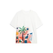 Li Ning Sports Life Collection Drop Shoulder Sleeve T Shirt Men's Ivory Front And Back Large Image AHSU307-2 L