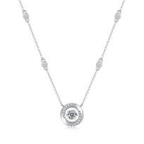 Moissanite kaklo pakabukas, sidabrinė raktikaulio grandinėlė vyrams ir moterims, poros dekoras Valentino dienos pasiūlymas sužadėtuvių vestuvės 0.5 Carat