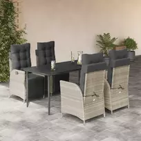 5 dalių sodo baldų komplektas su pagalvėlėmis, šviesiai pilkas