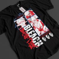 Bleach Anime Shirt Ichigo Bankai T-Shirt Byakuya Tshirt Aizen Zaraki Unisex Tee L