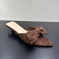 Fashion SUOJIALUN 2025 Summer New Brand Women Slipper Fashion Big Bow-knot Ladies Elegant Slides Thin Low Heel Outdoor Vacation Sandal 35 ruda