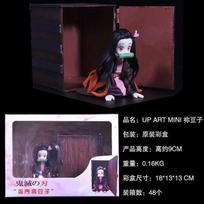 9CM Anime Figure Demon Slayer Kamado Nezuko Kawaii Miniature Kneeling Pose Figure PVC With Case Backpack Box Tabletop Gift Toy With box