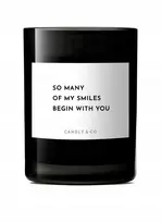 „Lumarko“ sojų žvakė stiklinėje „CANDLY&CO“, „Many Of My Smiles Begin With.“, kvapas Nr. 6, 250 g