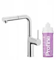 KFA virtuvinis maišytuvas KFA virtuvinis maišytuvas su vandens filtravimo funkcija ir ištraukiamu snapeliu „Duero Pure Move Pull-Out“ + „Profine Lilac S“ filtrų komplektas, nerūdijantis plienas 6623-425-22