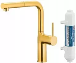 KFA virtuvinis maišytuvas KFA virtuvinis maišytuvas su vandens filtravimo funkcija ir ištraukiamu snapeliu „Duero Pure Move Pull-Out“ + „Hydro+“ filtru, šlifuoto aukso spalvos 6623-422-31