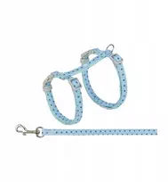 Trixie katėms skirtas petnešos su pavadėliu, katėms, taškuoti, 28–45 cm / 10 mm, 1,20 m, mėlynos