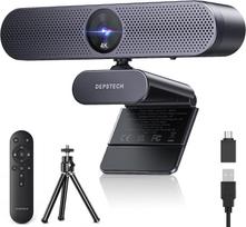 DEPSTECH 4K Webcam with Remote Zoom USB PC Desktop Tripod for Web Conferencing and Online Compatible with Mac Control, Autofocus, juoda
