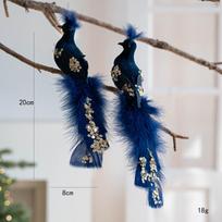 Realistic Glitter Christmas Bird Ornaments Glitter Simulate Simulation Bird Decor Foam Handmade Christmas Tree Decoration mėlyna