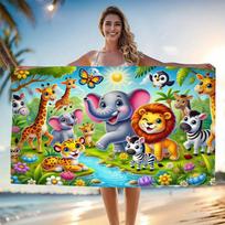 Cute Elephant Super Large Beach Towel, Soft Absorbent Quick Dry for Pool Camping Travel W40*H60(CM)