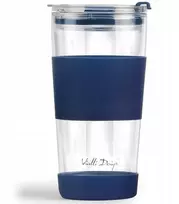 Vialli Design Terminis stiklinis puodelis su šiaudeliu 600 ml tamsiai mėlynas 30381