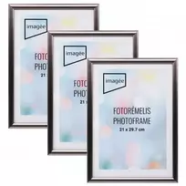 Nuotraukų rėmelis Rėmelių Rinkinys - Imagee 21x30 Plastikiniai Rėmeliai 3 Vnt 14mm Pilkas Antracitas