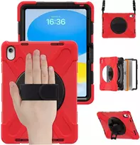 Dėklas na tablet 4kom.pl Shockproof su laikikliu do Apple iPad 10.9 2022/11 A16 2025 raudona
