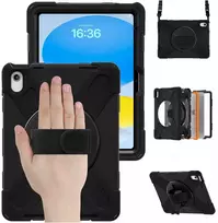 Dėklas na tablet 4kom.pl Shockproof su laikikliu do Apple iPad 10.9 2022/11 A16 2025 juoda