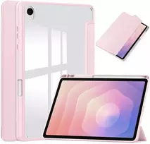 Dėklas na tablet 4kom.pl CLEAR PENCIL do Samsung Galaxy Tab S11 11" SM-X730 SMX736 su klapką rožinė