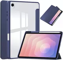 Dėklas na tablet 4kom.pl CLEAR PENCIL do Samsung Galaxy Tab S11 11" SM-X730 SMX736 su klapką tamsiai mėlyna