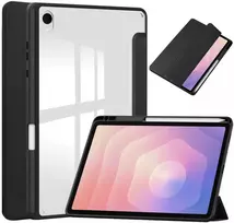 Dėklas na tablet 4kom.pl CLEAR PENCIL do Samsung Galaxy Tab S11 11" SM-X730 SMX736 su klapką juoda