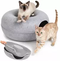PetJet kačių guolis-tunelis Donut 60 cm – veltinis, pilkas, 2 viename
