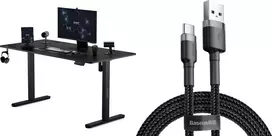 Biurko SENSE7 Nojo Juodas 140 cmx70 cm Juodas + kabelis usb
