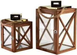 Mondex Since 1986 LEVI GOLD Komplet 2 latarni 20,5x20,5x36cm/17x17x26cm auksinė dach, sznur