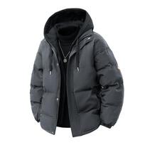 Vyriškas Parkas Storas Šiltas Žieminis Striukė Su Gobtuvu Dygsniuota Striukė Laisvo Kirpimo Madinga Laisvalaikio Medvilne Užpildyta Pūkinė Striukė Rudens Žiemos Viršutinė Apranga M pilka