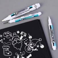 White Permanent Paint Marker Pen Set 3 Sizes 0.7/1.0/2.5MM Waterproof Art Markers for Rock Painting Wood Glass Crafting 3pcs