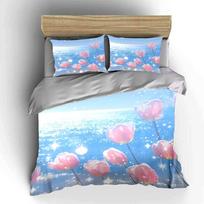 Sunny Floral Set for Decor  kid's and adults' bedroom decor, Exquisite three-piece bedding set gift 135x200cm