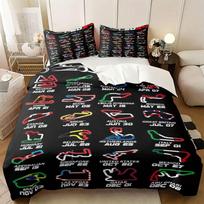 2/3Pcs 2024 Racing Track Print Duvet Cover Set (1 Duvet Cover & 1/2 Pillowcase) Soft Bedding Set Ideal for Fans Bedroom Decor 155x200cm