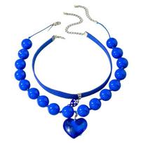 Round Bead Multi-layer Clavicle Chain Punk Choker Trendy Pendant Necklace  Women mėlyna