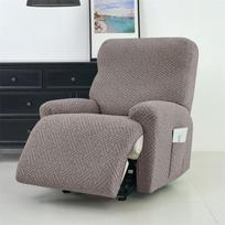 4Pcs/set Jacquard Recliner Sofa Cover Stretch Armchair Slipcovers Solid Color Non-Slip Couch Slipcovers for Home Office Decor 1seat