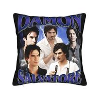 Damon Salvatore Vampire Diares Pillowcase Soft Polyester Cushion Cover Gift Throw Pillow Case Cover Home Dropshipping 40X40Cm Peach skin 18*18(CM)-1Pcs