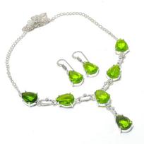 Peridot brangakmenių rankų darbo 925 sterlingų sidabro papuošalų rinkinys F1b78 white